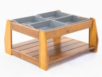 U3 Sand and mud table made of wood with plastic boxes