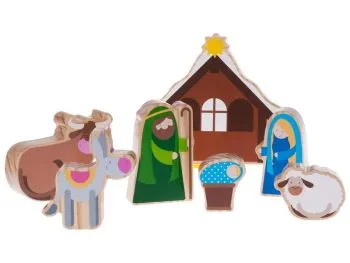 Weihnachtskrippe zum Spielen mit 7 Teilen