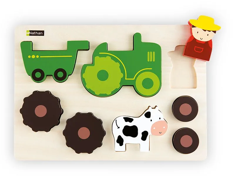 Game & Puzzle Tractor 3D with 8 magnetic wooden pieces