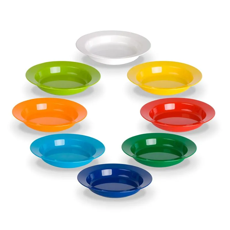 Children's plate deep 19cm kindergarten tableware, Available in 8 bright colors and transparent clear