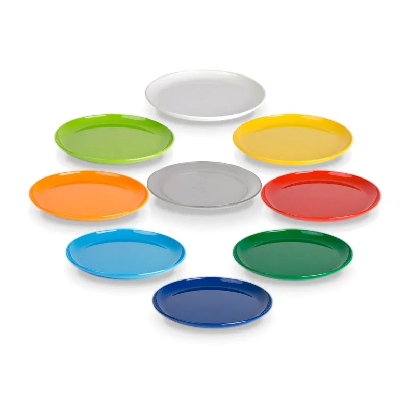 Dessertteller flach, Kinderteller klein in 8 brillianten Farben und transparent klar