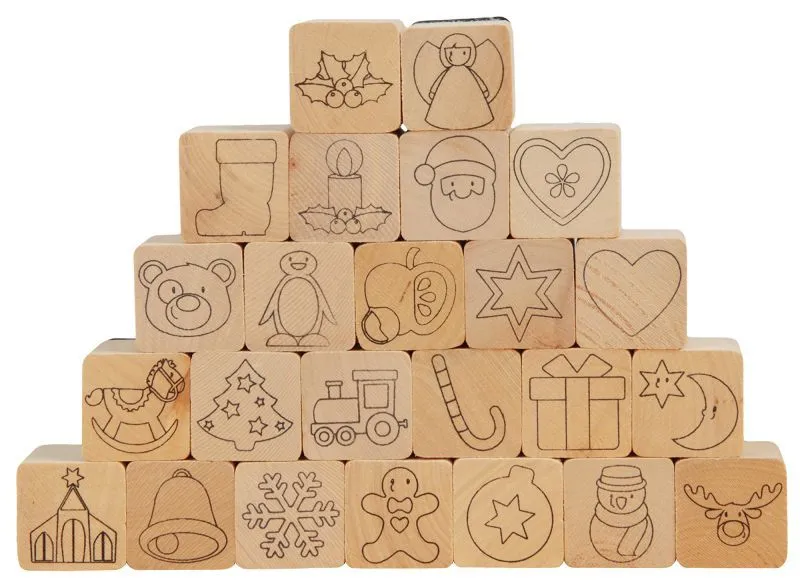 Holzstempel-Set Adventskalender von oben