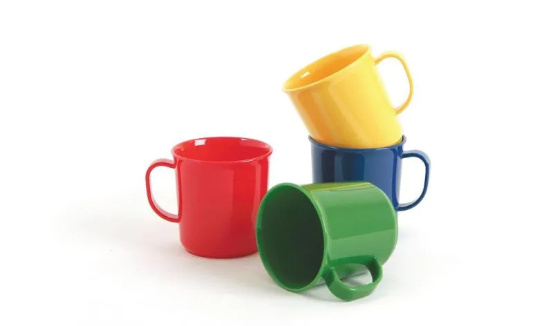 Handle cup in yellow, red, green or blue to choose from