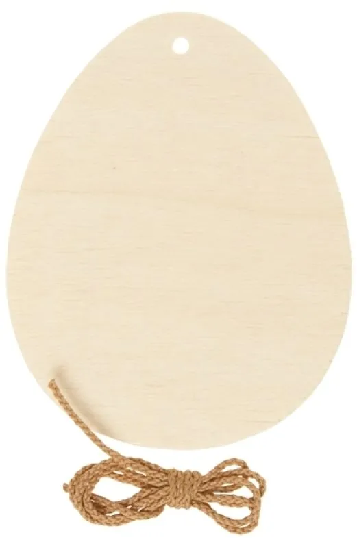 Wooden pendant Easter egg, set of 6 natural for self-design