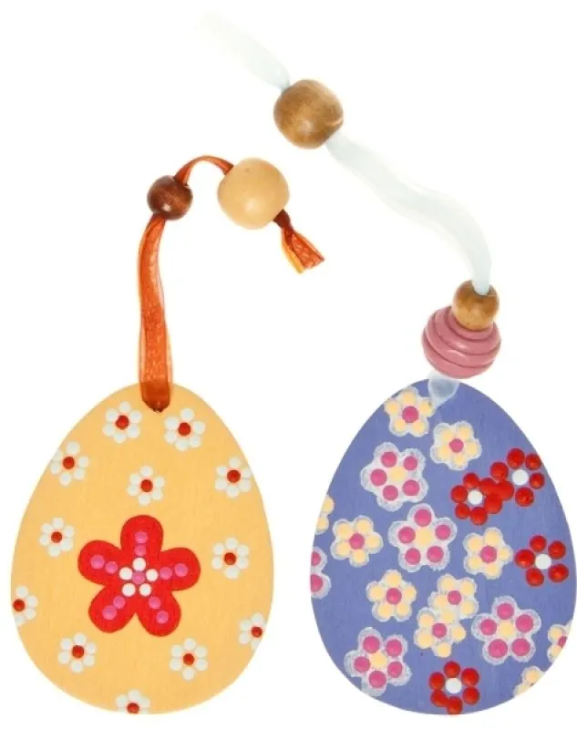 Wooden pendant Easter egg, set of 6 natural for self-design example