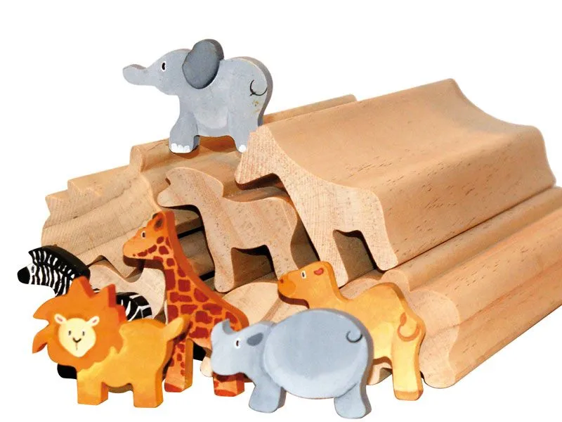 Holzstangen Wildtiere 6er Set mit Beispielen