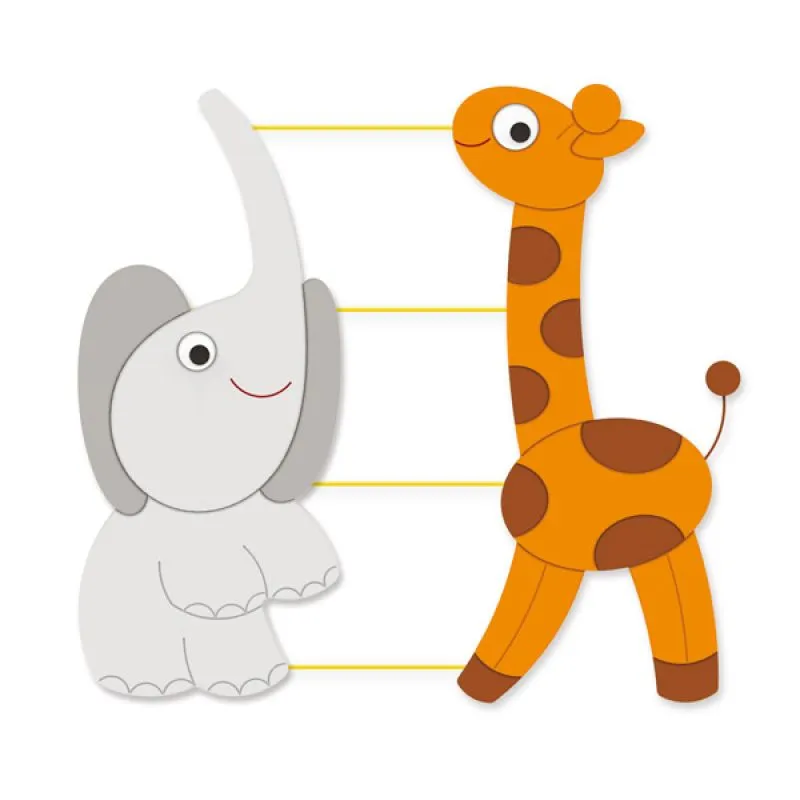 Schnurtafel-Elefant und Giraffe