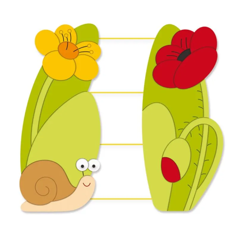 Design Schnurtafel-Schnecke mit Blume und Mohnblume Design Schnurtafel-Schnecke mit Blume und Mohnblume