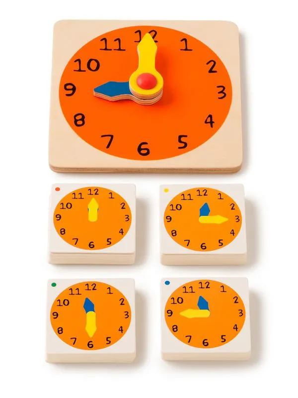 Wooden learning clock with order cards Wooden learning clock with order cards