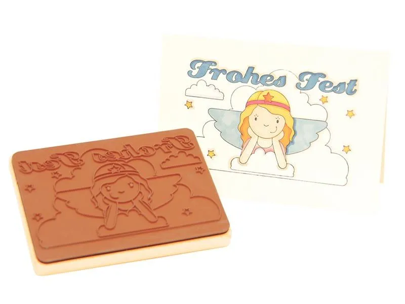 Frohes Fest Maxi-Holzstempel mit selbst gedruckter Karte