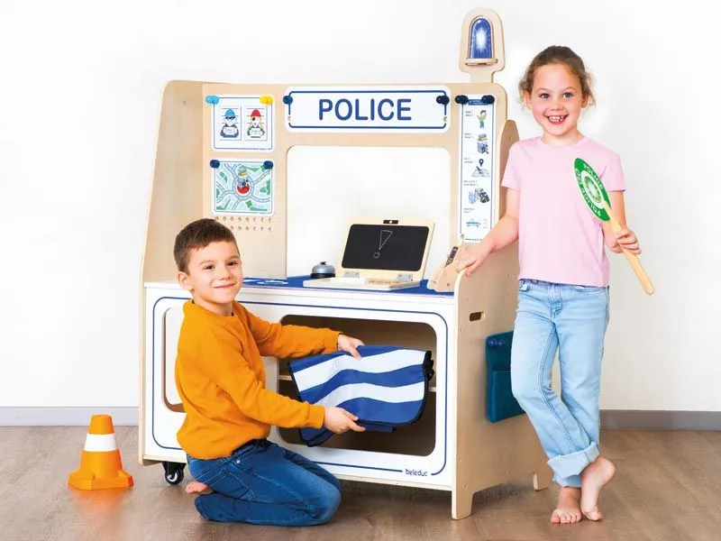 Twin Station as police with children and the separately available role play set