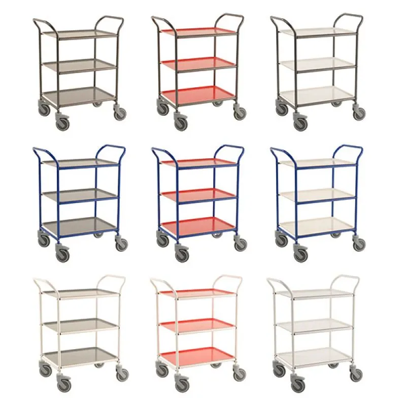 Etagenwagen mit 3 Tabletts blau-anthrazit