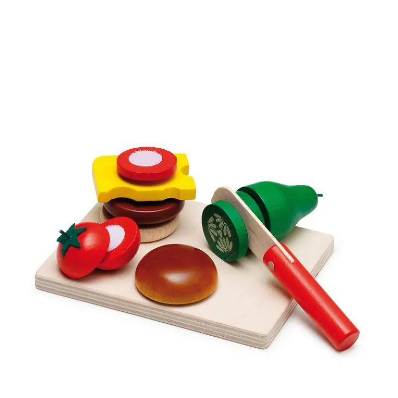 cutting set cheeseburger made of wood
