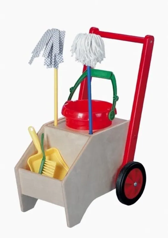 Cleaning trolley "Ella" with Contents: cleaning trolley, sweeping set, bucket, dry and wet wiper Cleaning trolley "Ella" with Contents: cleaning trolley, sweeping set, bucket, dry and wet wiper