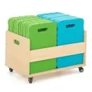 Outdoor seat cushion in storage trolley